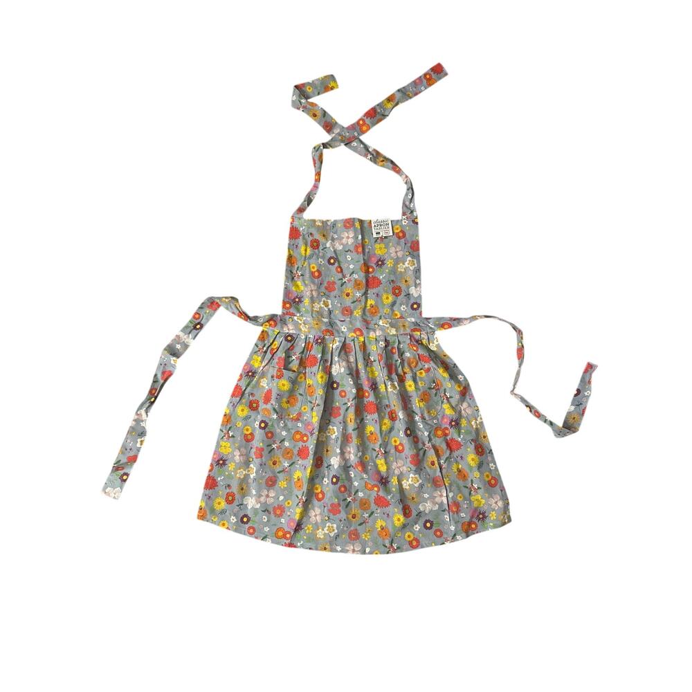 NWT Now Designs Classic Apron 100% Cotton Blue Floral Print Pocket Chef Kitchen